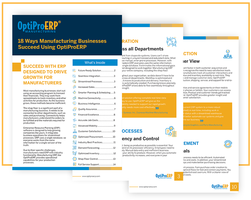 18 Ways Manufacturing Businesses Succeed Using OptiProERP
