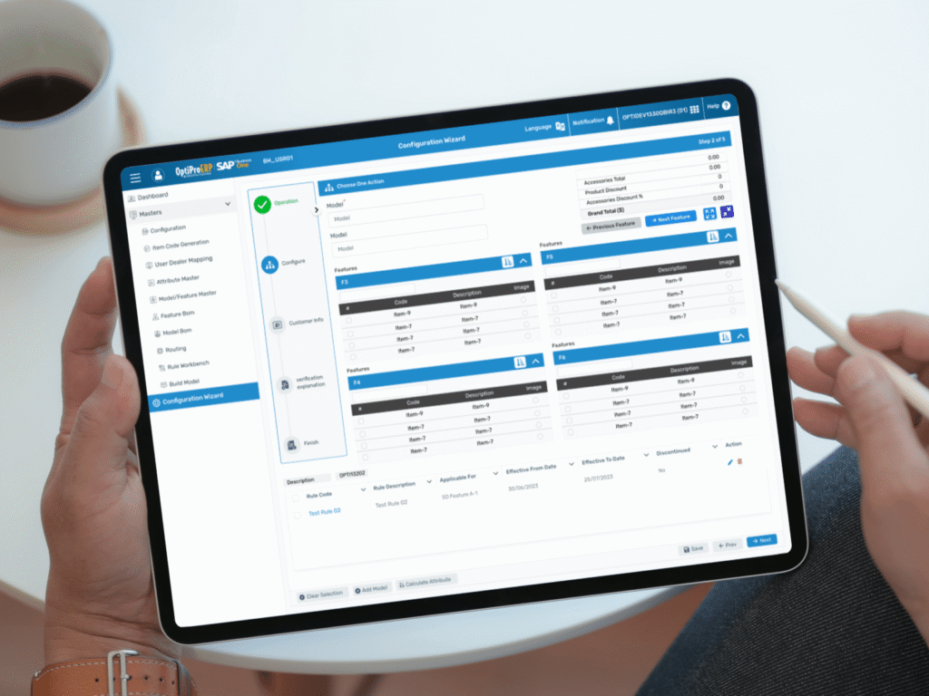 OptiPro Manufacturing’s Product Configurator on Mobile and Web