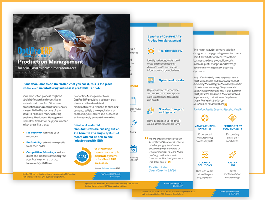 Production Management Data Sheet